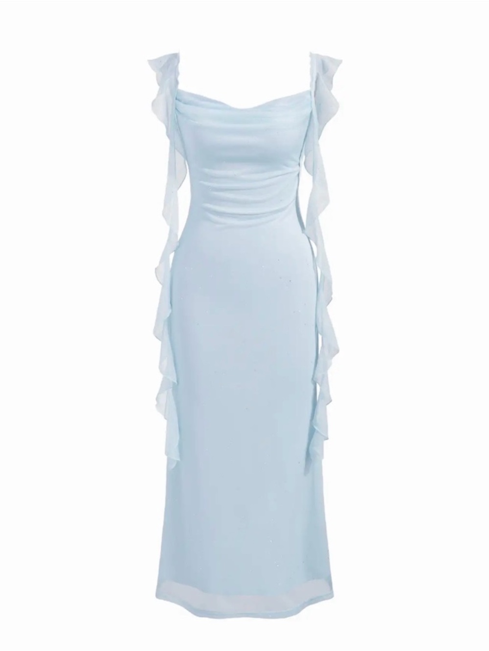 Cider Light Blue Ruffle Strap Maxi Dress Size M